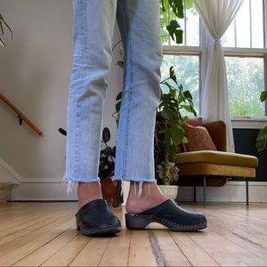 Vintage Wooden Black Clogs